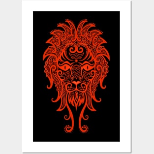 Red Leo Zodiac Sign Posters and Art